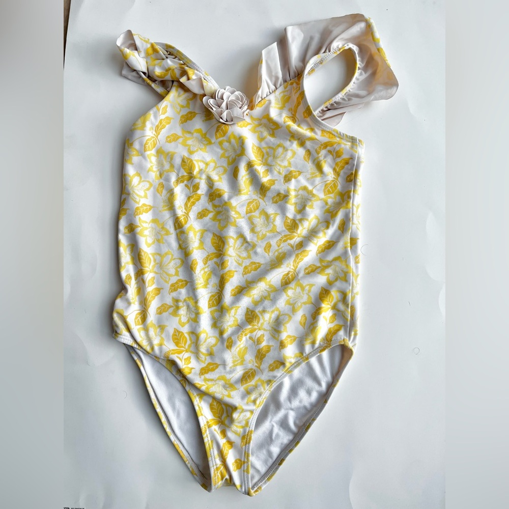 Janie and Jack Yellow Floral Kids Swim One Piece